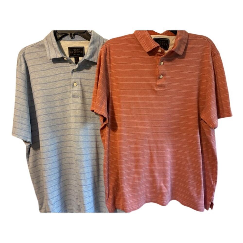 Joseph A Bank Reserve Men's polo shirt Large Lot of 2 Striped‎